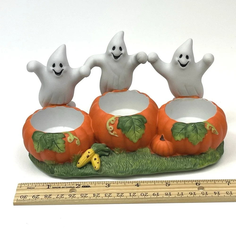 PartyLite‎ Ghost Trio Tealight Holder P7262 Retired Halloween Fall Decor